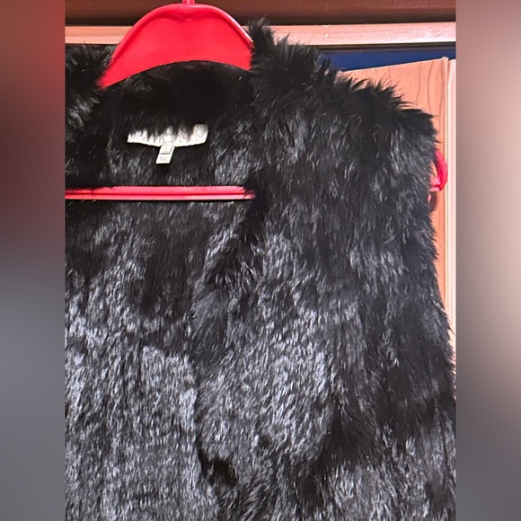 Joie Women’s Vest Jacket Size S Black Rabbit Fur Open Front - Picture 2 of 10